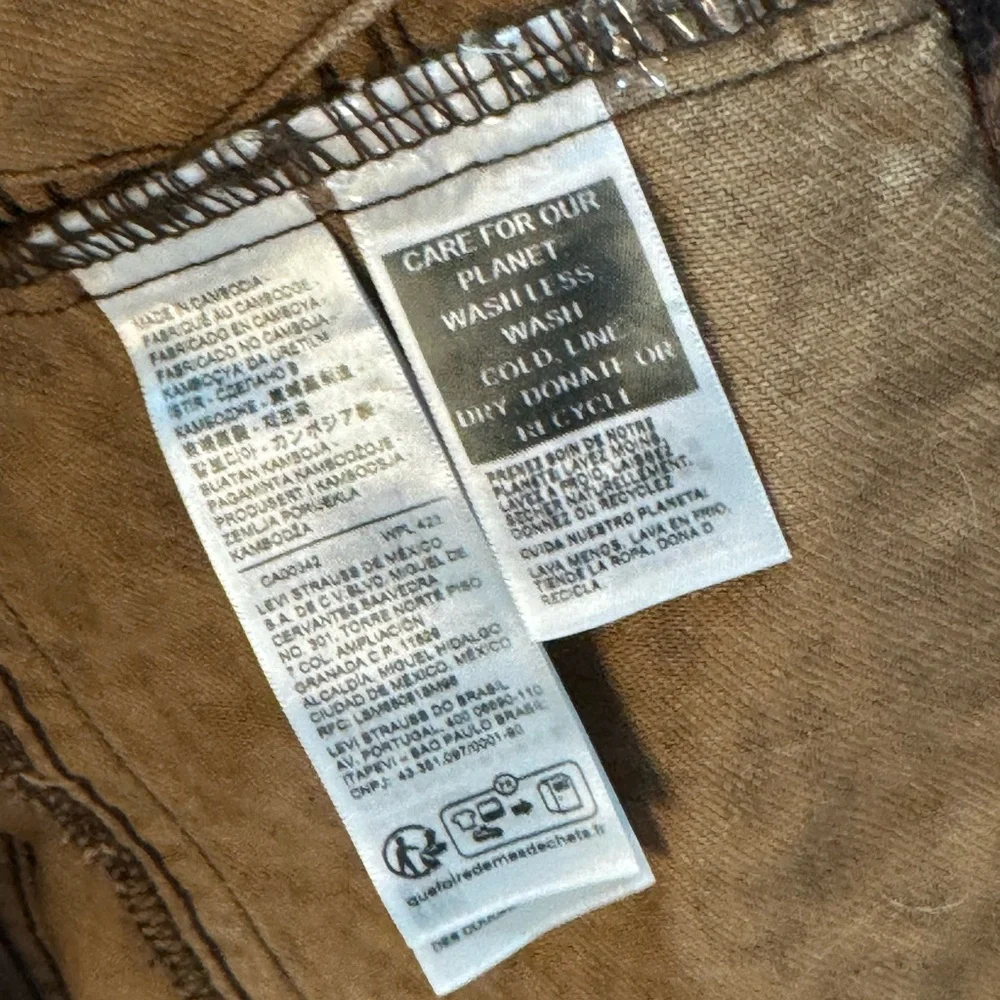 Levi's Premium Brown Black Leopard Print Denim Small Jean Jacket - Picture 5 of 7